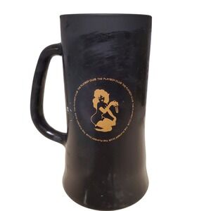 Vintage The Playboy Club Black Matte Beer Stein Mug Gold Logo Barware